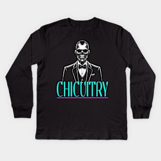 Chic and Creepy Robot: Cyberpunk Elegance Kids Long Sleeve T-Shirt